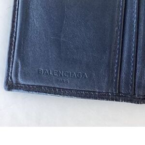 VINTAGE BALENCIAGA Billfold Wallet Bifold Leather Dark Blue Designer Luxury